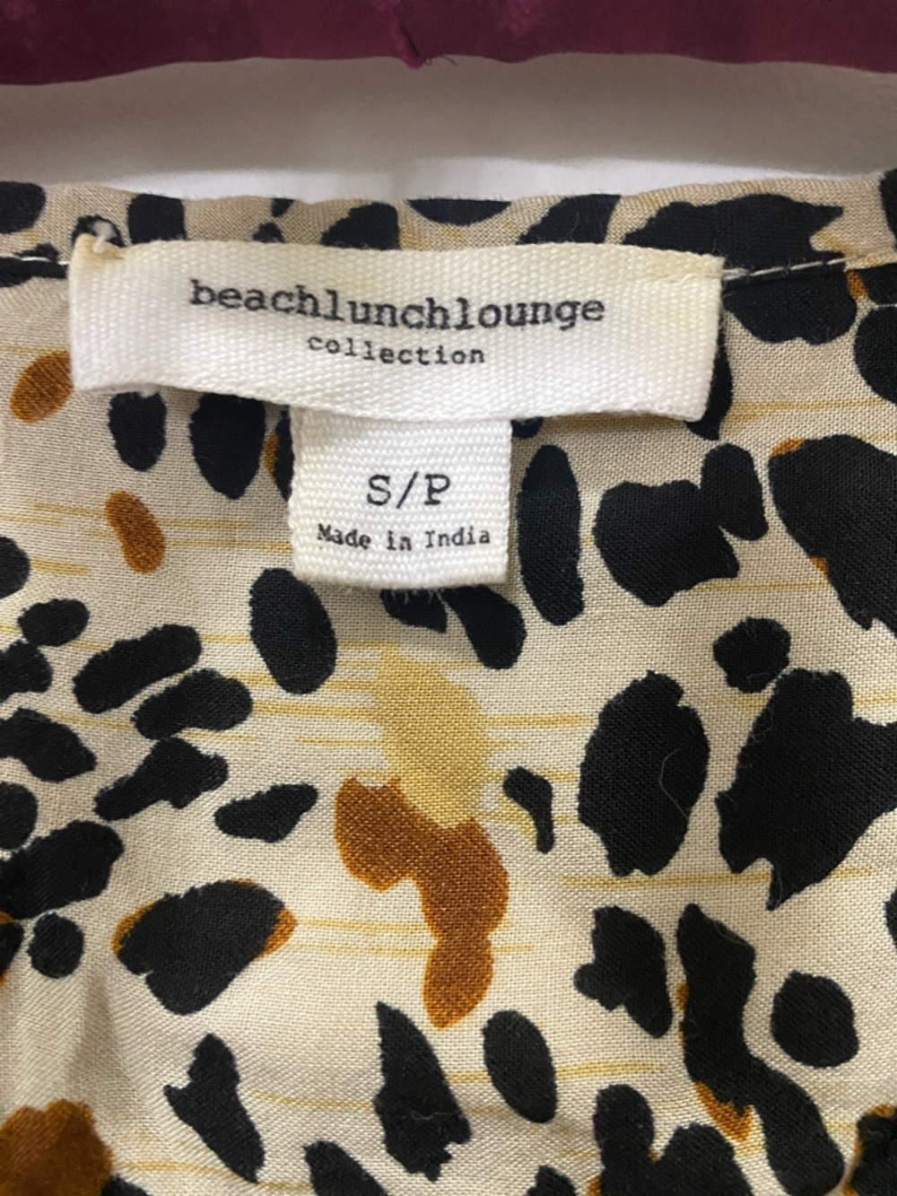 beachlunchlounge Cream Animal Print Smocked Button-Down Blouse - Picture 2 of 4